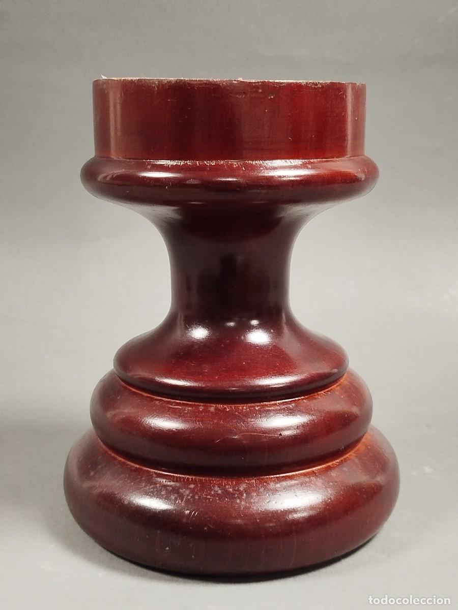 Vintage: BASE DE MADERA PARA COLMILLO DE MARFIL - Foto 4