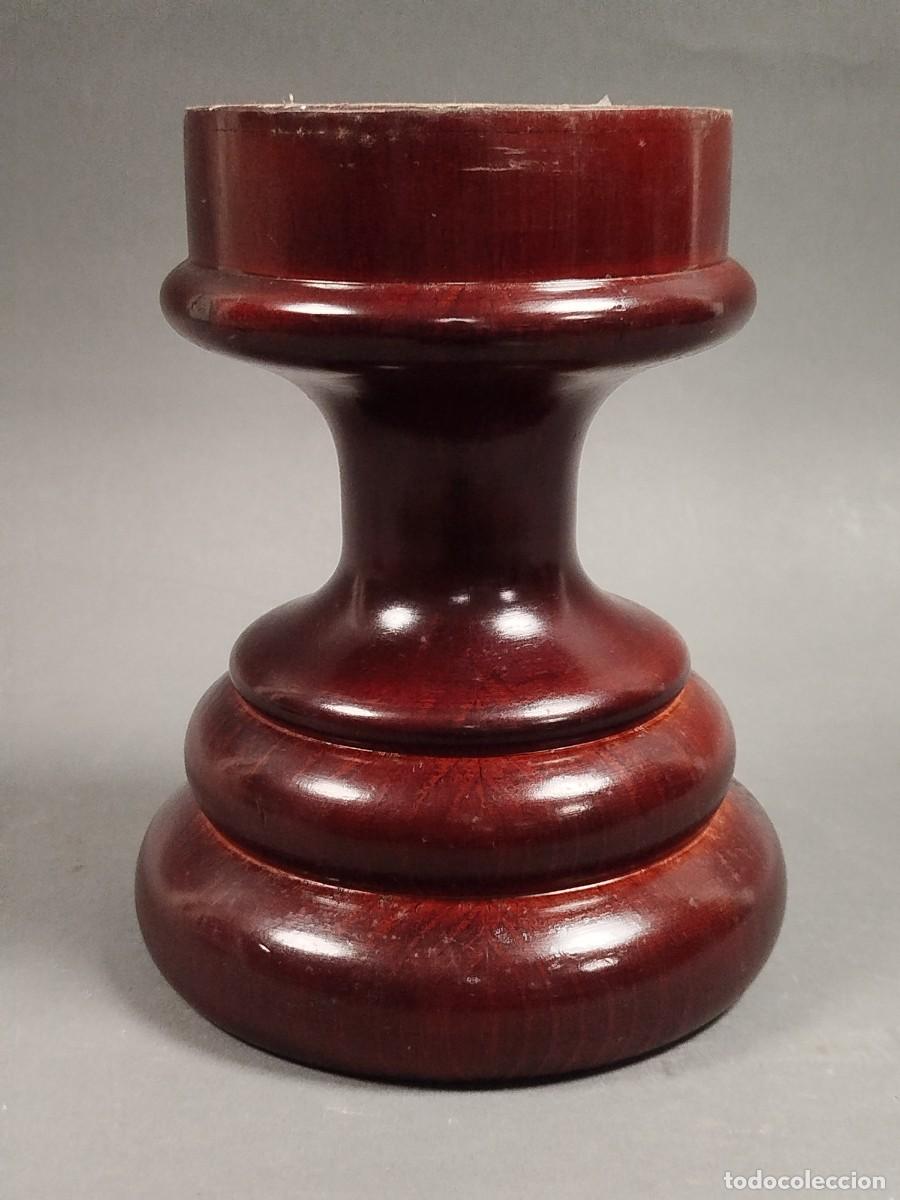 Vintage: BASE DE MADERA PARA COLMILLO DE MARFIL - Foto 5