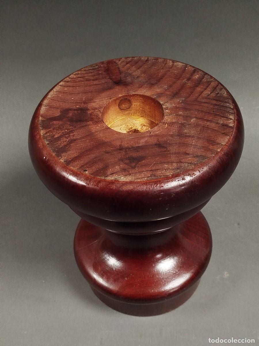 Vintage: BASE DE MADERA PARA COLMILLO DE MARFIL - Foto 6