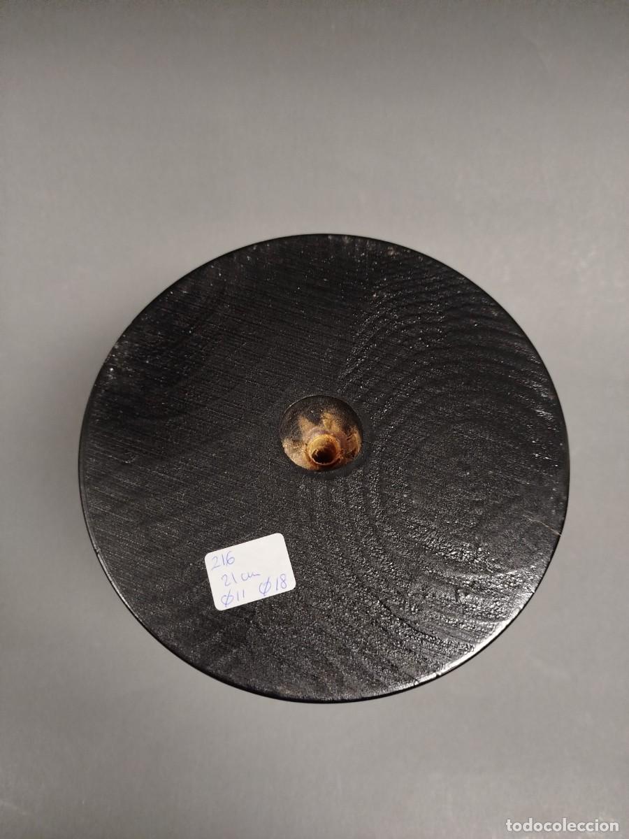 Vintage: BASE DE MADERA CON FORMA DE COLUMNA LACADA DE NEGRO - Foto 6