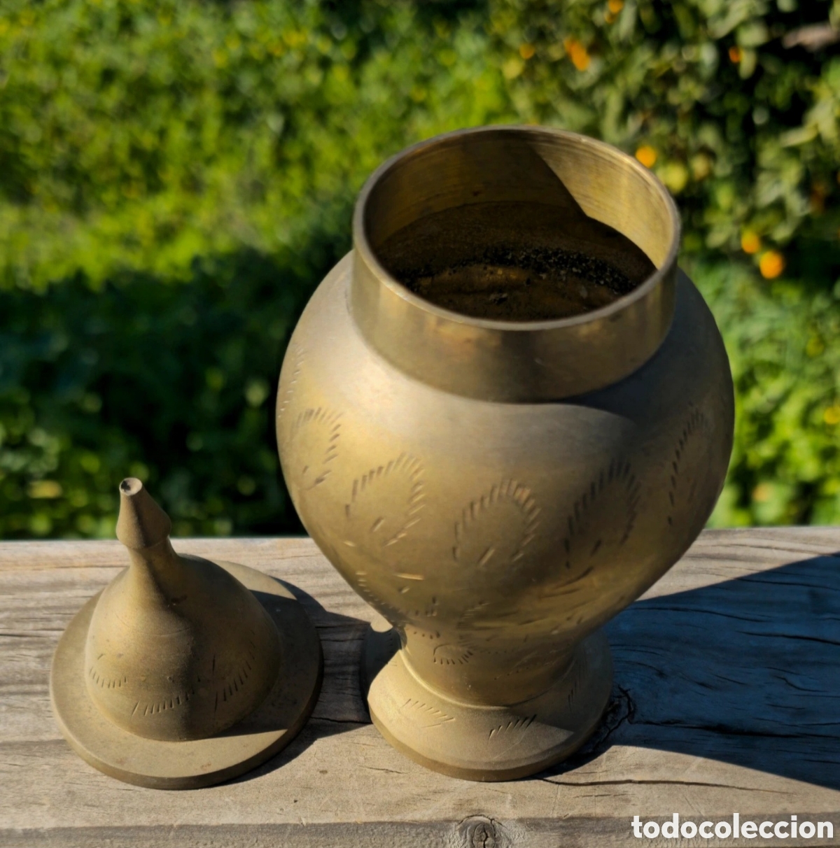 Vintage: Urna de laton. India - Foto 3