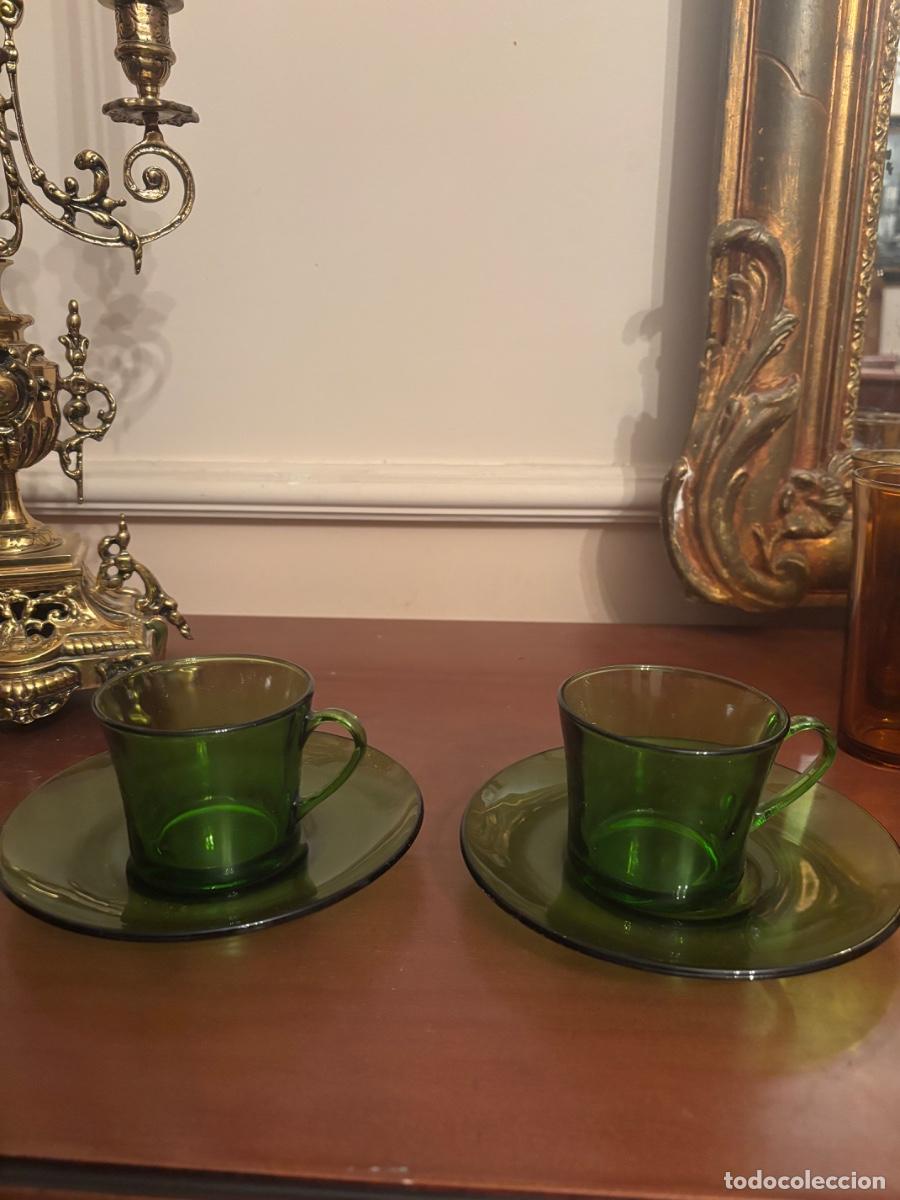 Vintage: Pareja de tazas Duralex verde - Foto 1
