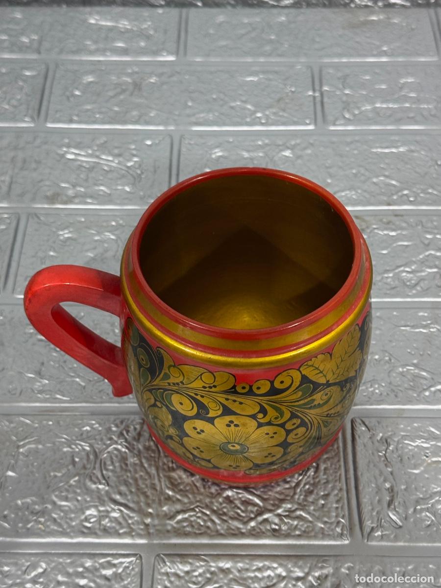 Vintage: Taza de madera lacada rusa - Foto 5