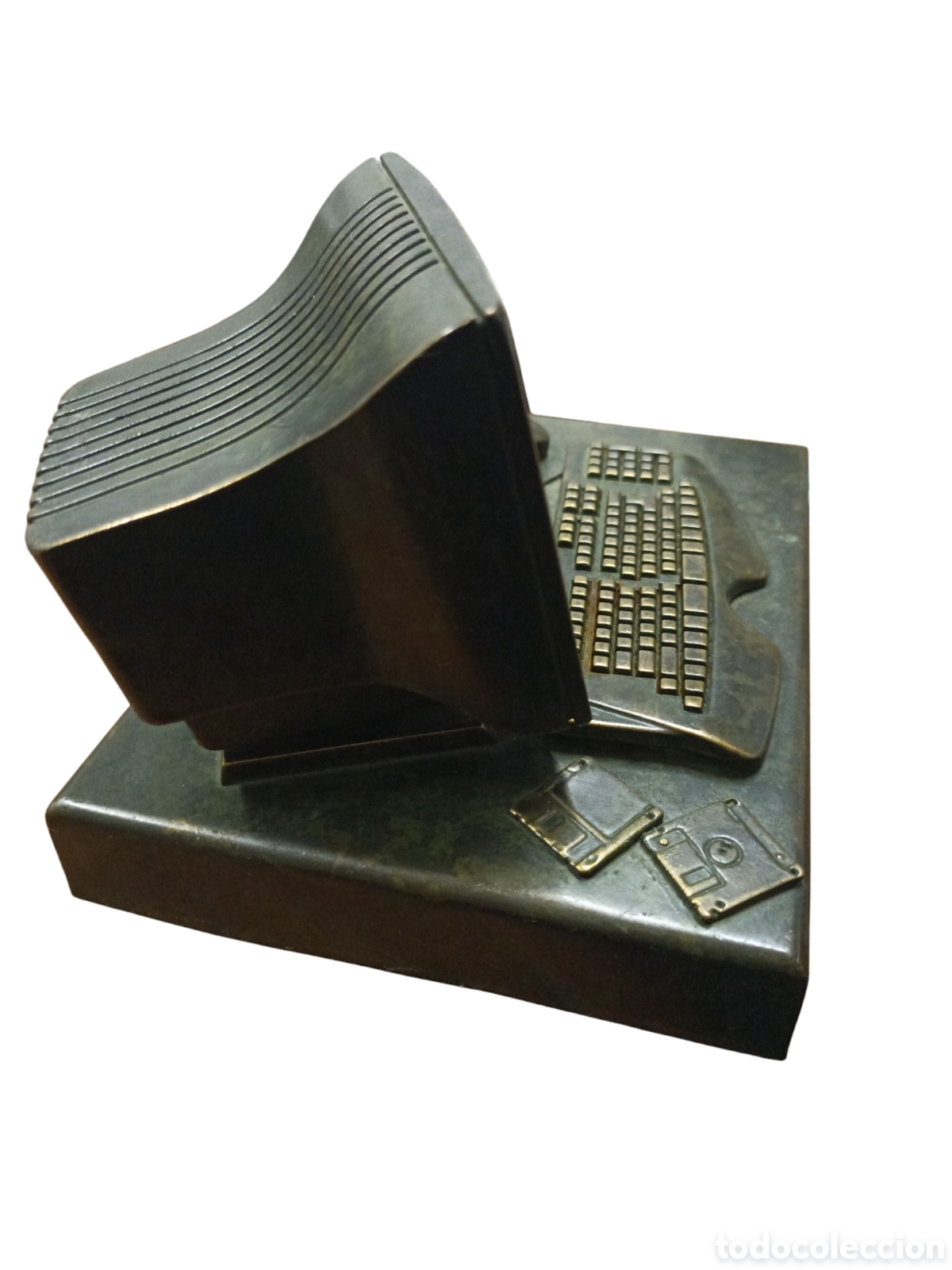 Vintage: Figura en bronce antigua computadora - Foto 3
