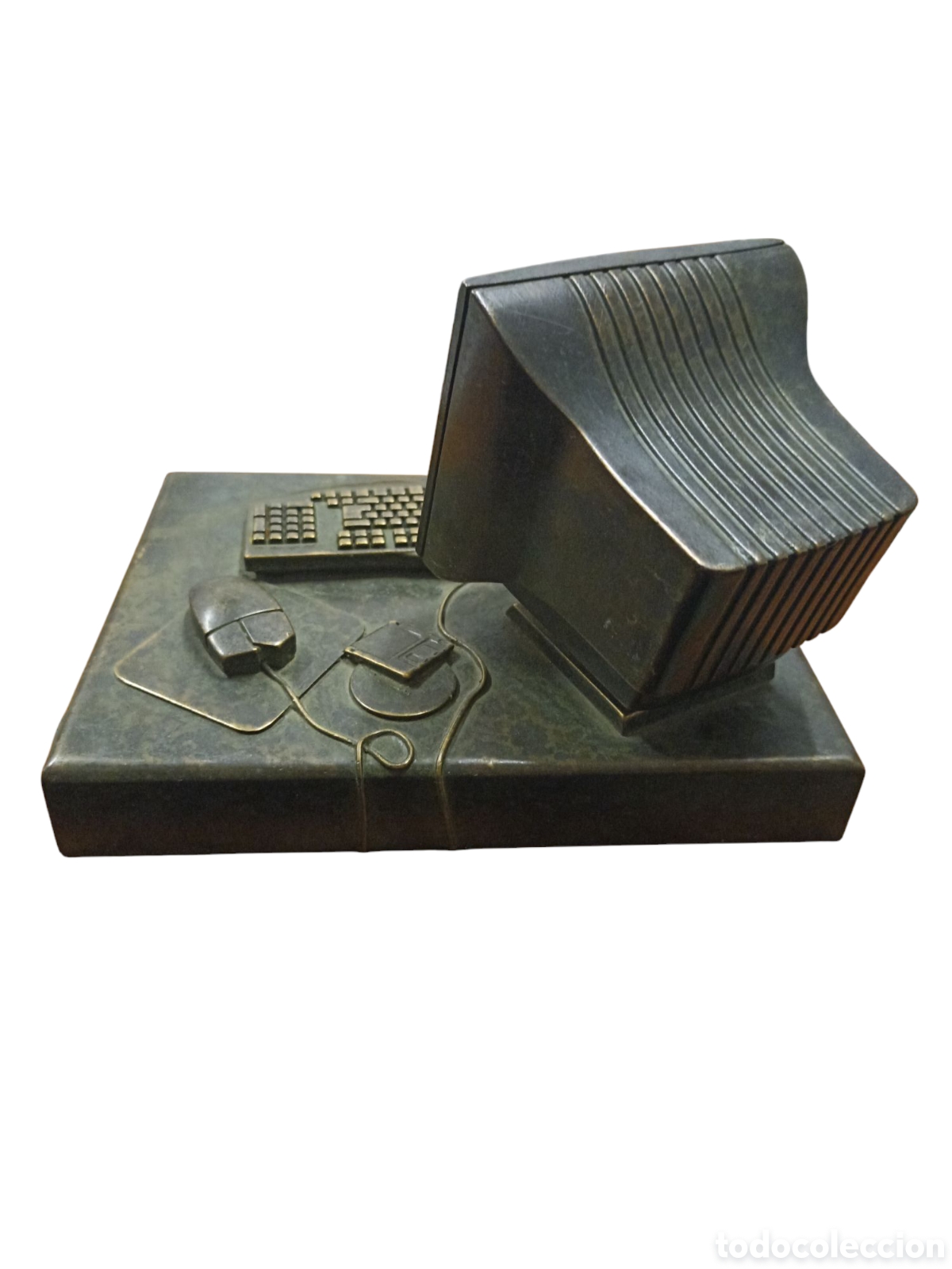 Vintage: Figura en bronce antigua computadora - Foto 4