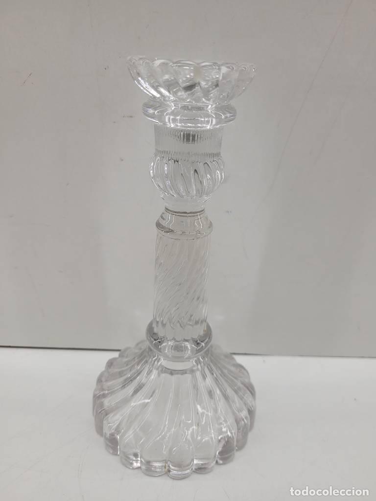 Vintage: 2 PORTAVELAS DE CRISTAL - Foto 4