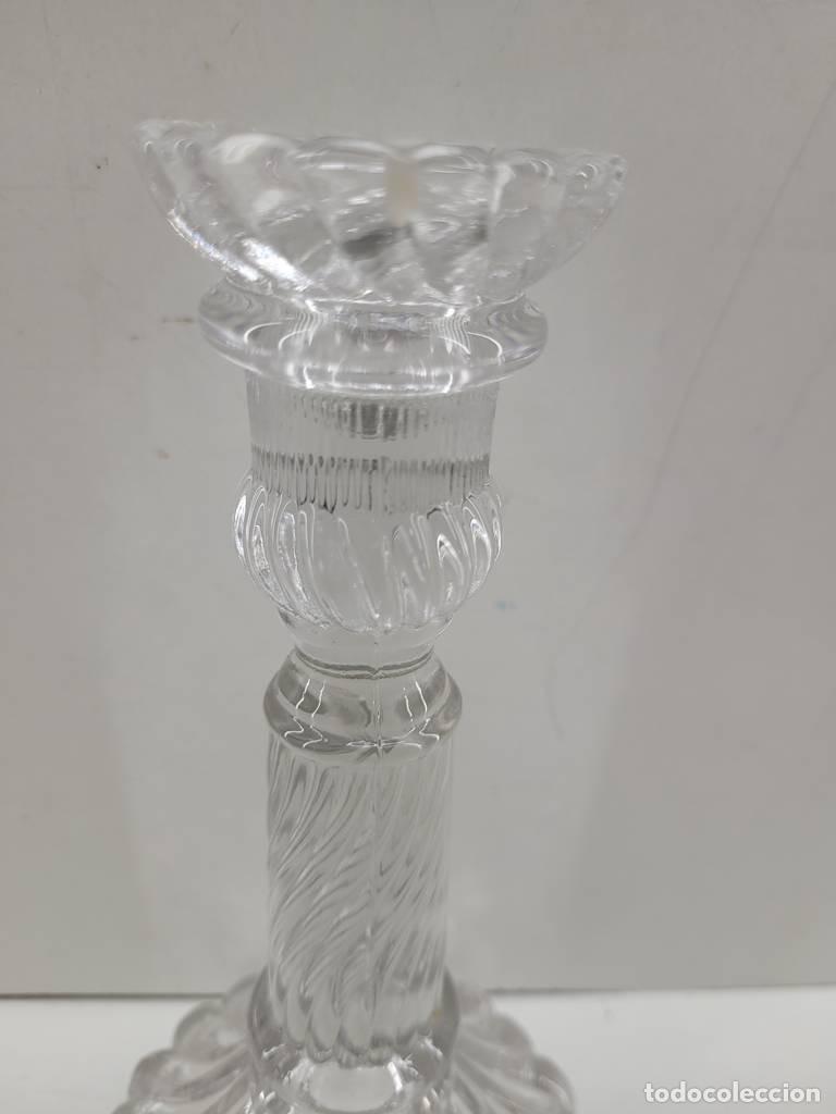 Vintage: 2 PORTAVELAS DE CRISTAL - Foto 5