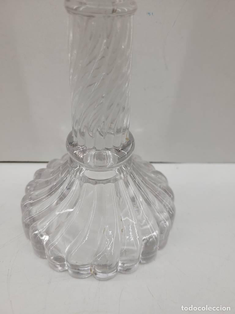 Vintage: 2 PORTAVELAS DE CRISTAL - Foto 6