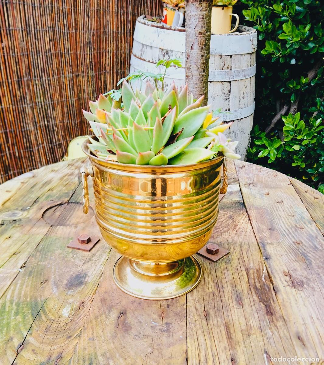 Vintage: MACETERO DE LAT&Oacute;N A&Ntilde;OS 60 CENTRO DE MESA JARDINERA VINTAGE PARA TIESTOS O PLANTAS CON ANILLAS