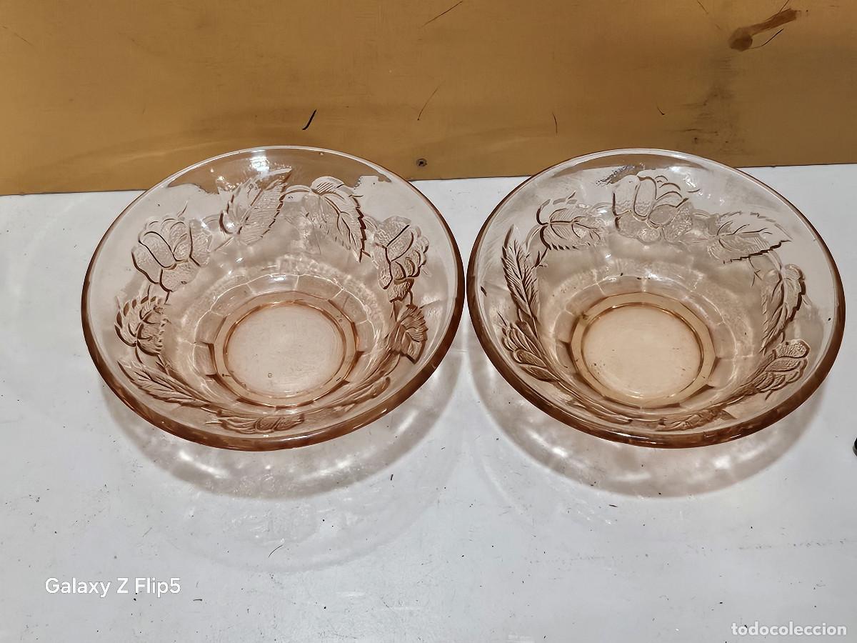 Vintage: 2 cuencos de cristal rosa - Foto 1