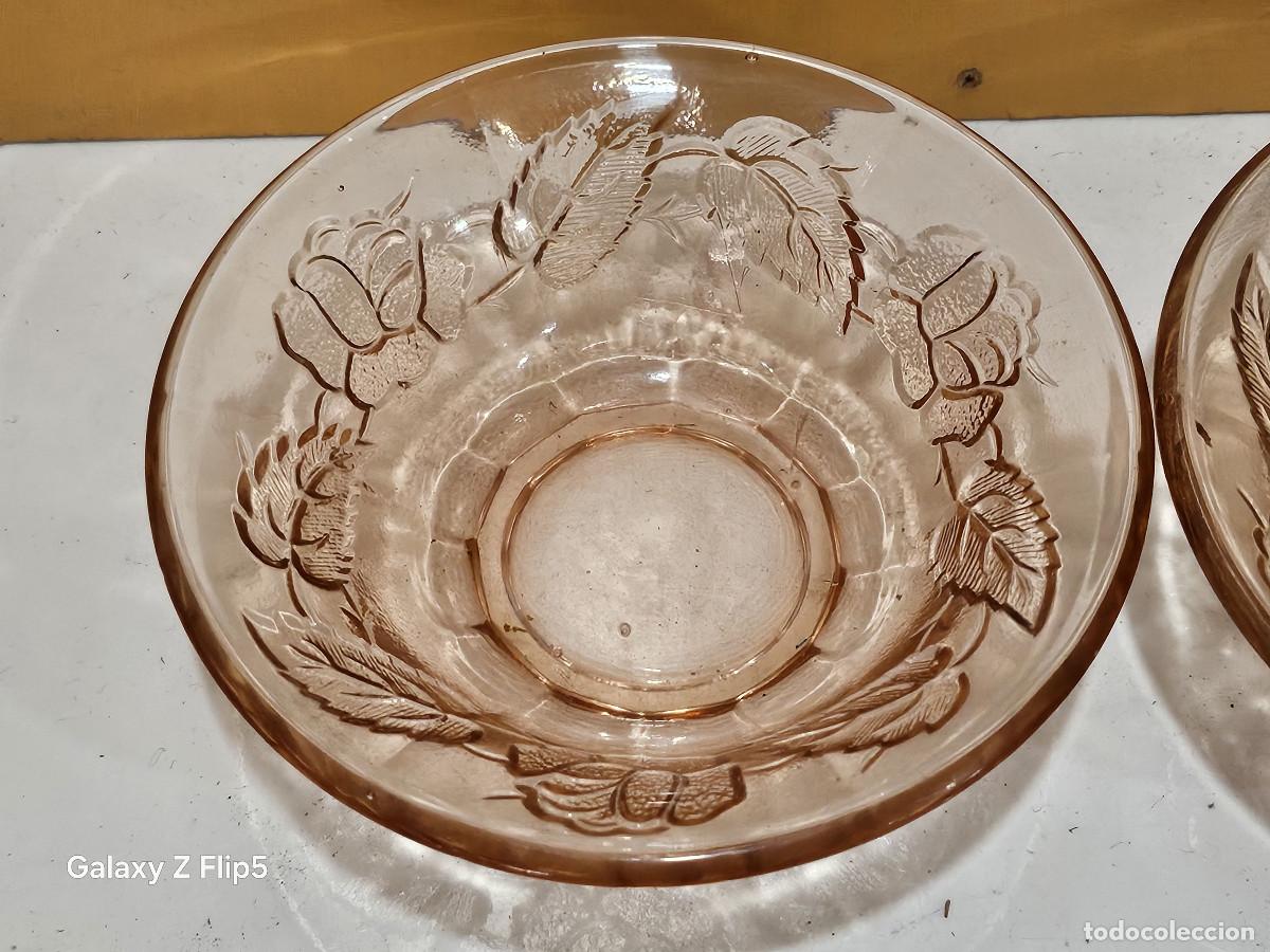 Vintage: 2 cuencos de cristal rosa - Foto 2