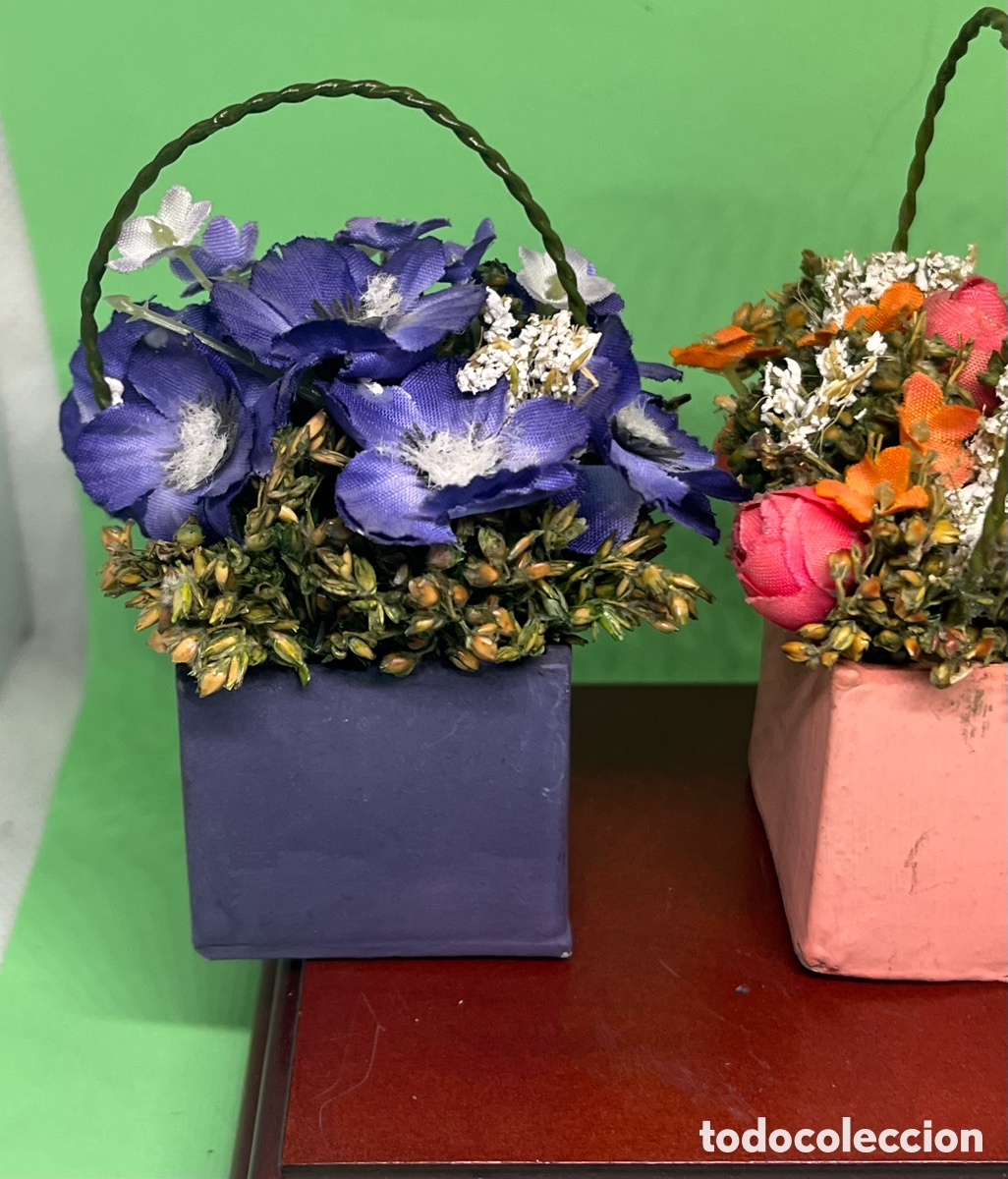 Vintage: 3 CESTAS DE FLORES SECAS VINTAGE - Foto 2