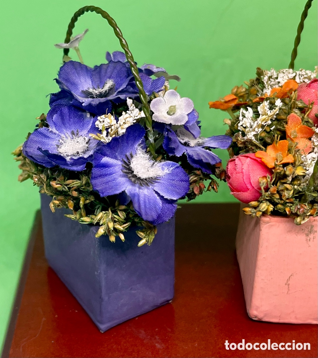 Vintage: 3 CESTAS DE FLORES SECAS VINTAGE - Foto 11