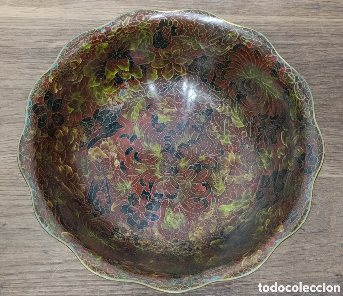 Vintage: ANTIGUO CENTRO DE MESA DECORACI&Oacute;N CLOISONNE - Foto 3