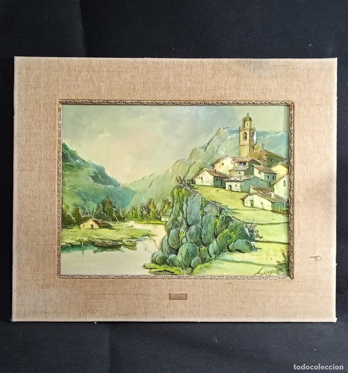 Vintage: cuadro en relieve antiguo paisaje - Foto 1