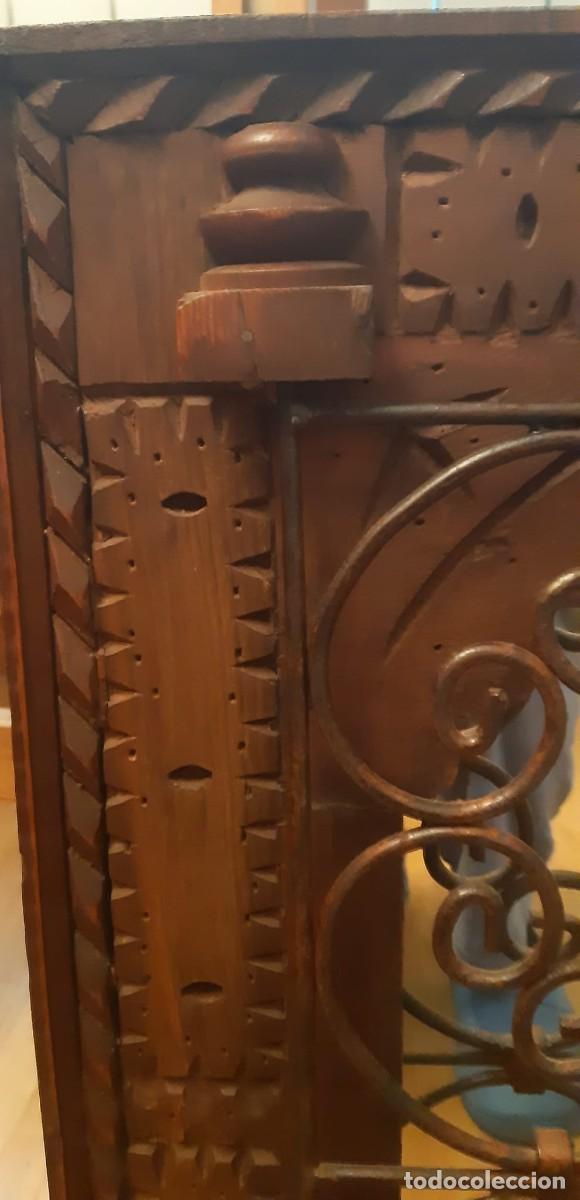Vintage: VENTANA DE MADERA Y FORJA CON ESPEJO - Foto 4