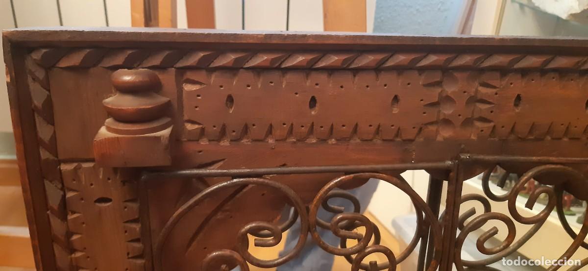 Vintage: VENTANA DE MADERA Y FORJA CON ESPEJO - Foto 5