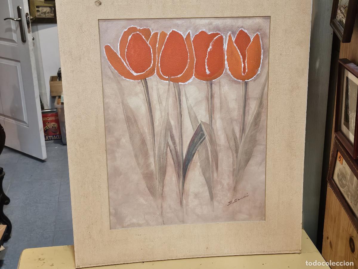 Vintage: cuadro con tulipanes - Foto 1