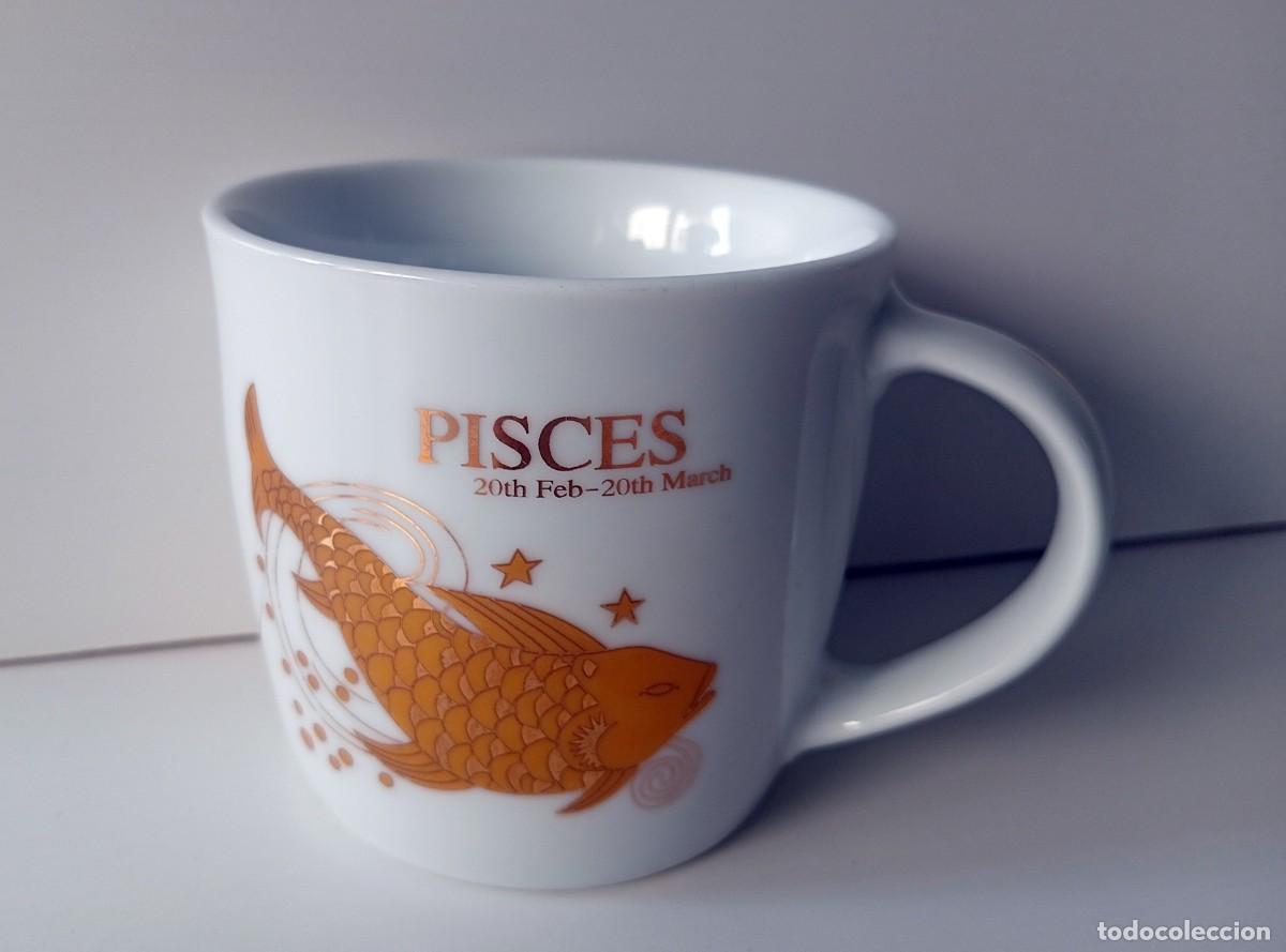 Vintage: TAZA DECORADA HOR&Oacute;SCOPO: PISCIS - Foto 1