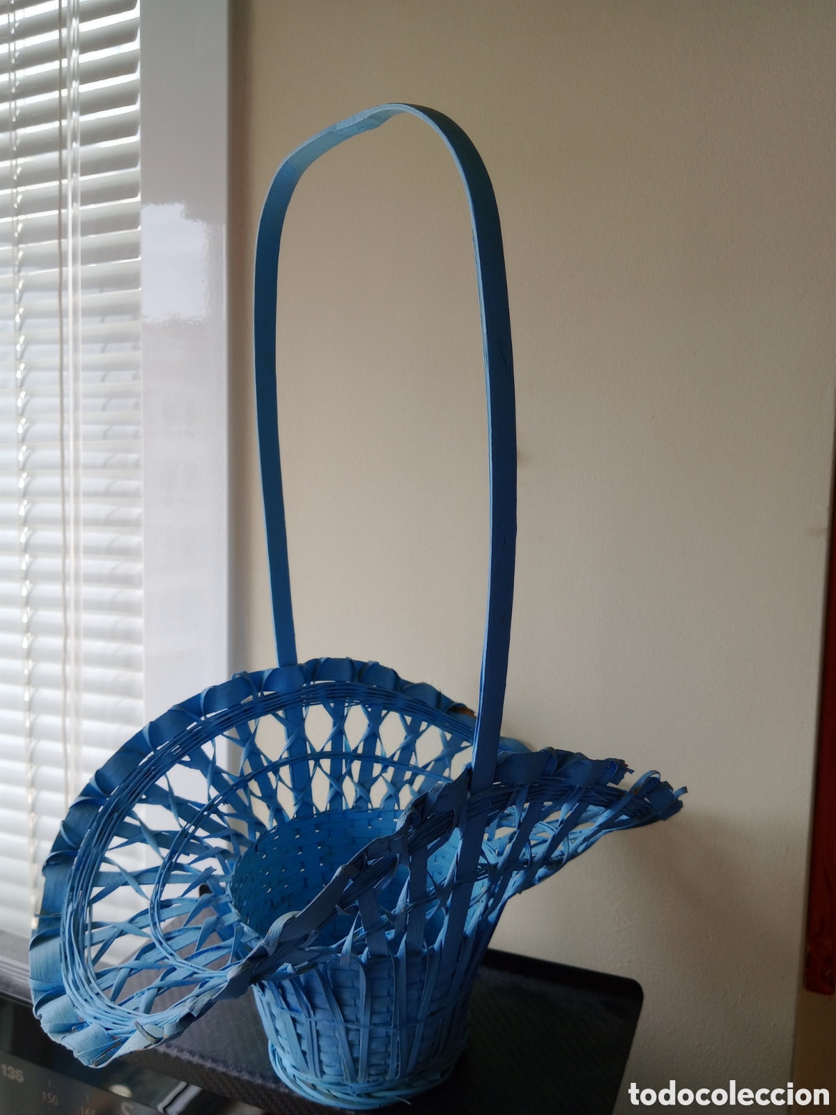 Vintage: Cesta mimbre color azul - Foto 2