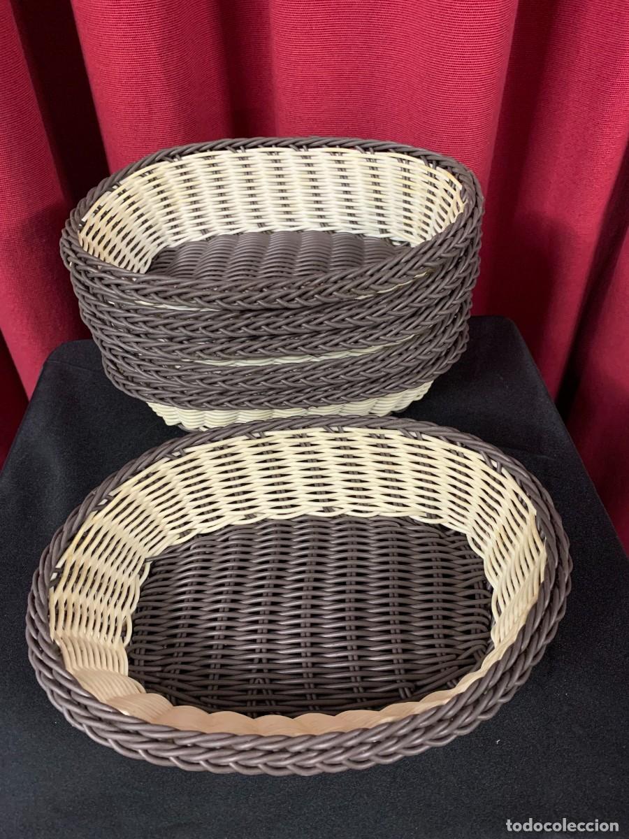 Vintage: MENAJE; LOTE 6 PANERAS PLASTICA BICOLOR USO ALIMENTARIO