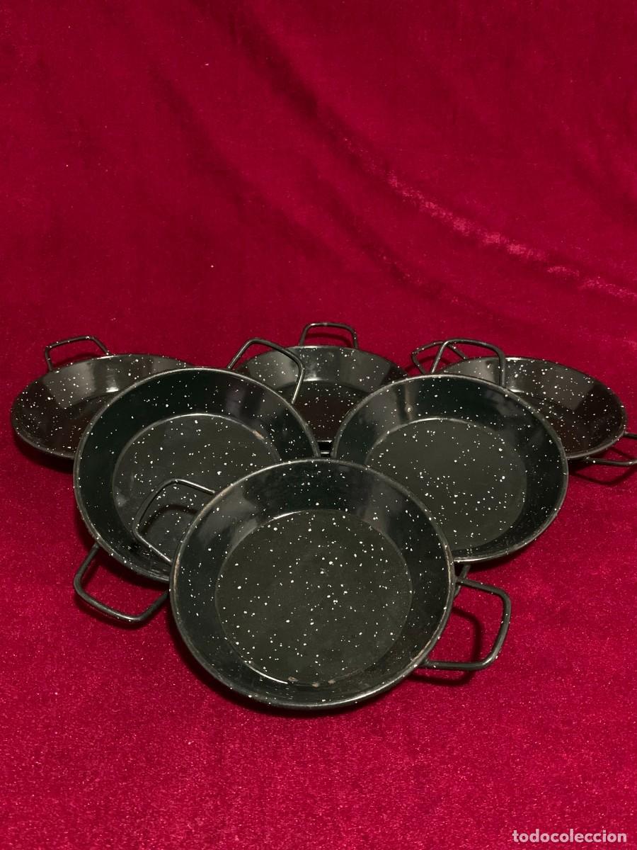 Vintage: MENAJE; LOTE 6 SART&Eacute;NES PAELLA PARA PINCHO 15 CM