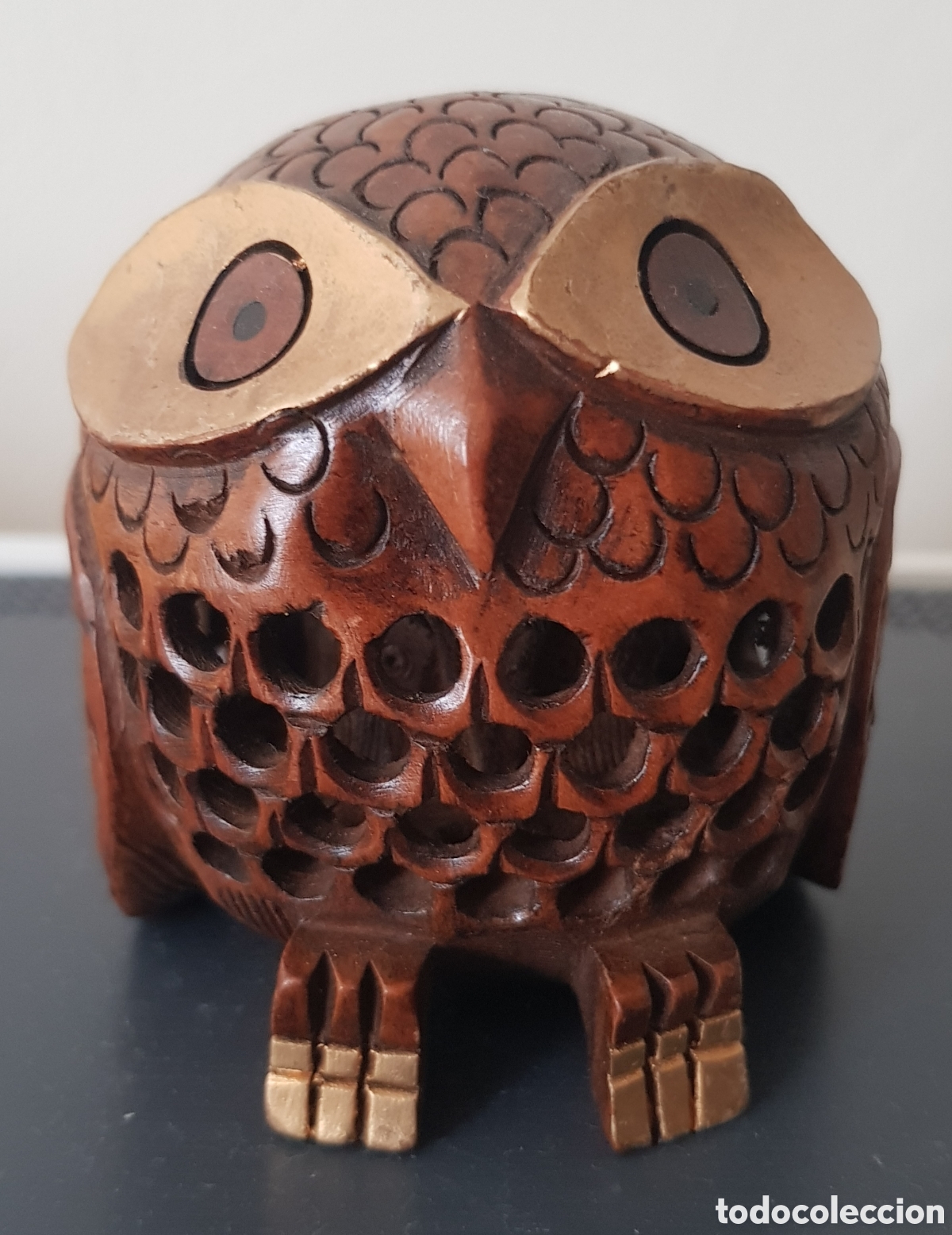 Vintage: B&uacute;ho tallado en madera calada. - Foto 1