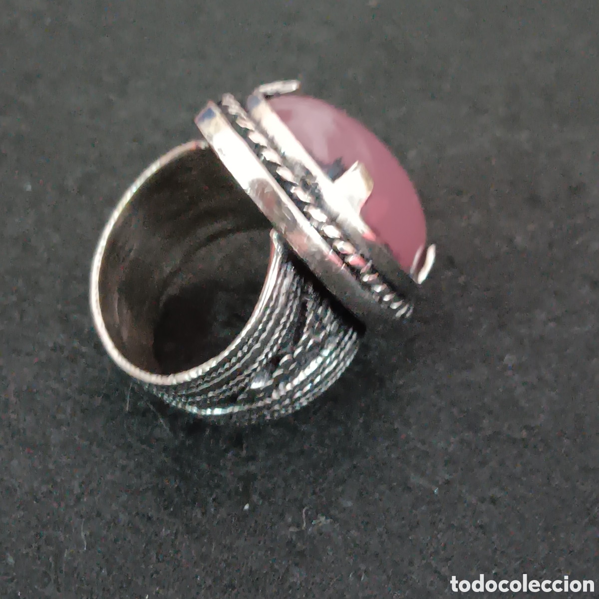 Vintage: Anillo cuarzo Rosa cabuchon - Foto 2