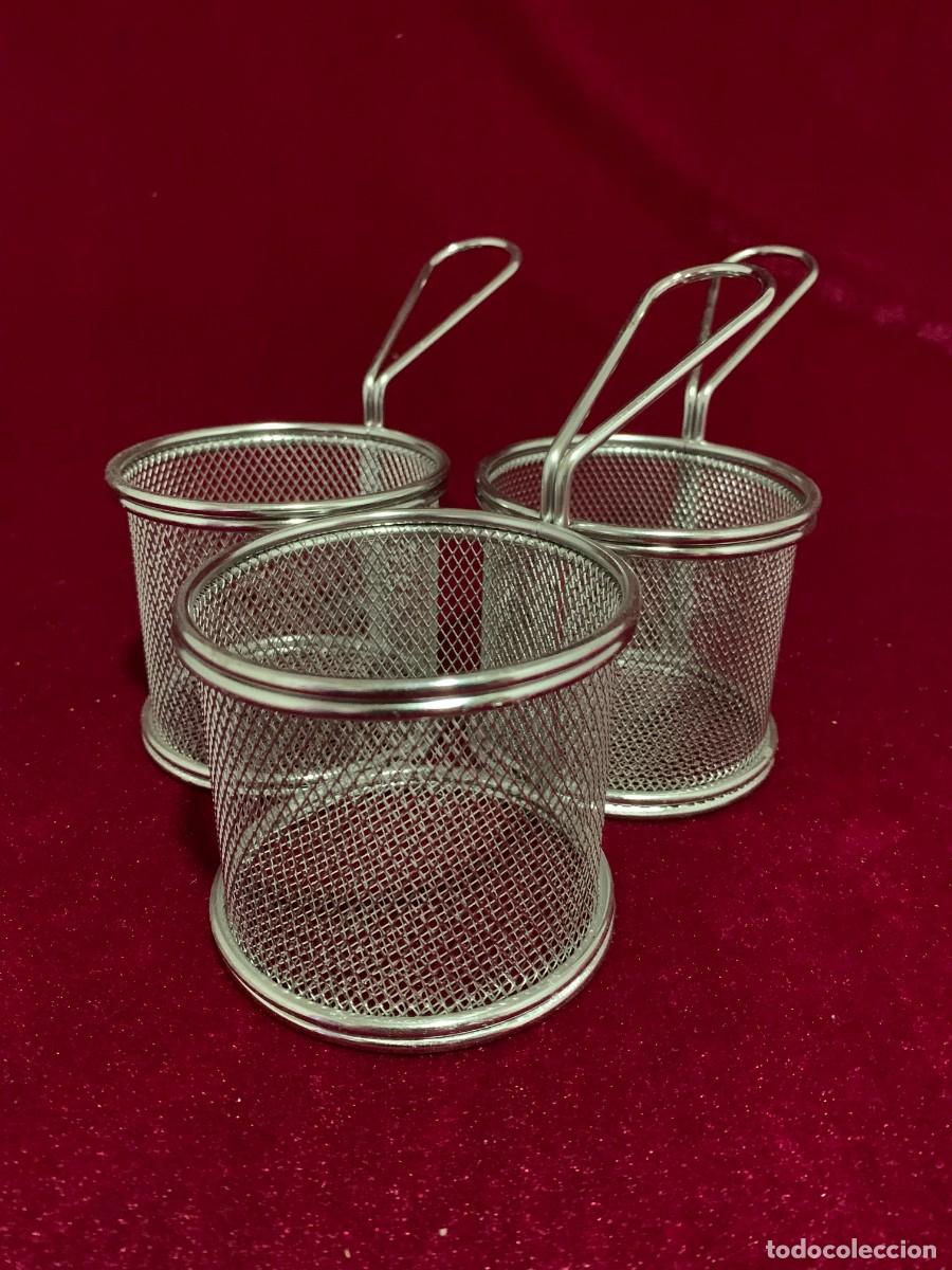 Vintage: MENAJE; LOTE 6 CESTOS ACERO INOXIDABLE PARA PRESENTACI&Oacute;N DE PINCHOS