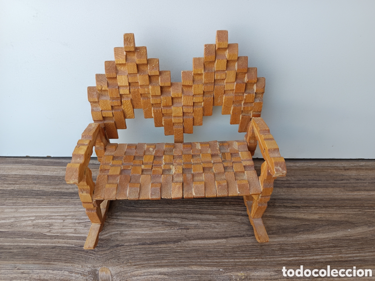 Vintage: Silla doble mecedora realizada con pinzas - Foto 2