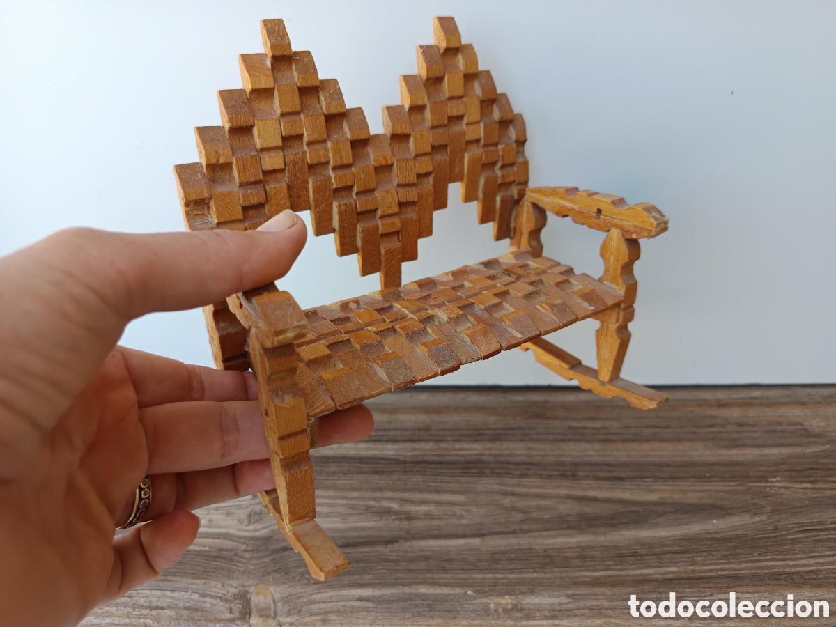 Vintage: Silla doble mecedora realizada con pinzas - Foto 3