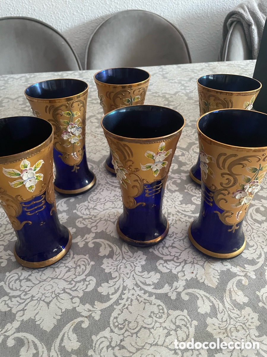 Vintage: Vasos Murano azul y oro - Foto 2