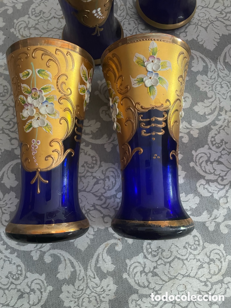 Vintage: Vasos Murano azul y oro - Foto 3
