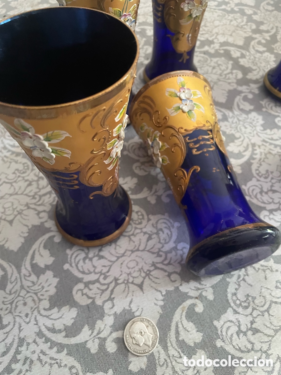 Vintage: Vasos Murano azul y oro - Foto 4