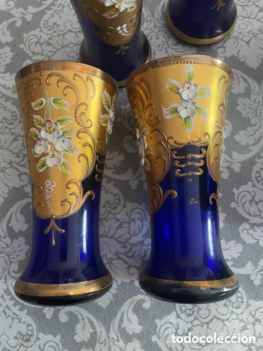 Vintage: Vasos Murano azul y oro - Foto 1