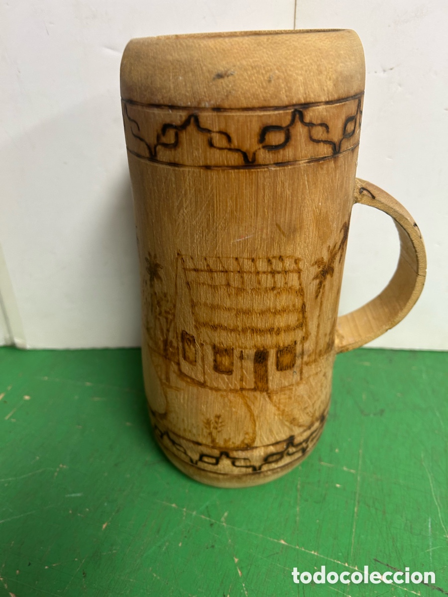 Vintage: JARRA DE MADERA BAMBU - Foto 1