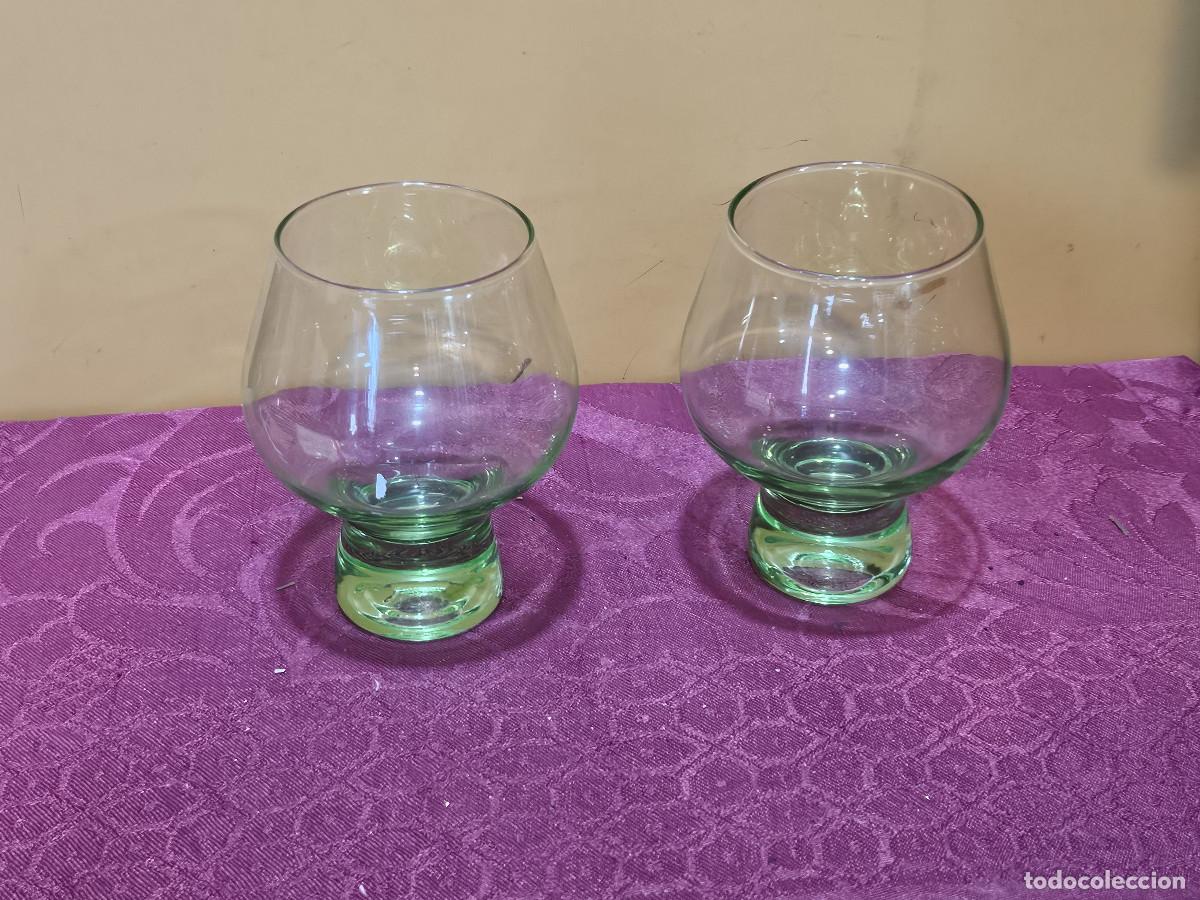 Vintage: 3 vasos de cristal verde - Foto 2