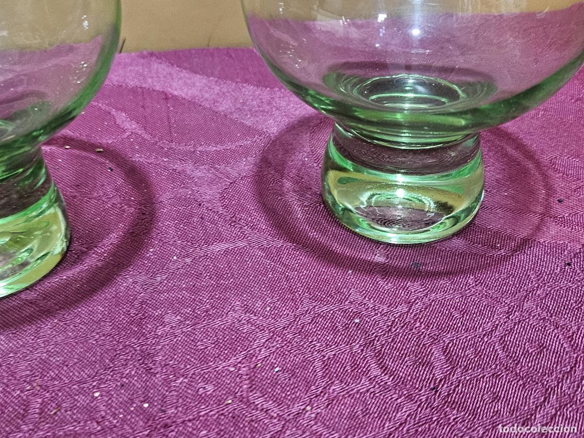 Vintage: 3 vasos de cristal verde - Foto 4