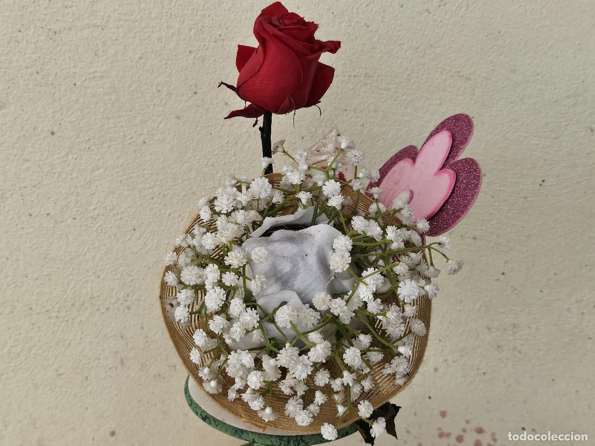 Vintage: jarron de ceramica con rosa eterna - Foto 3