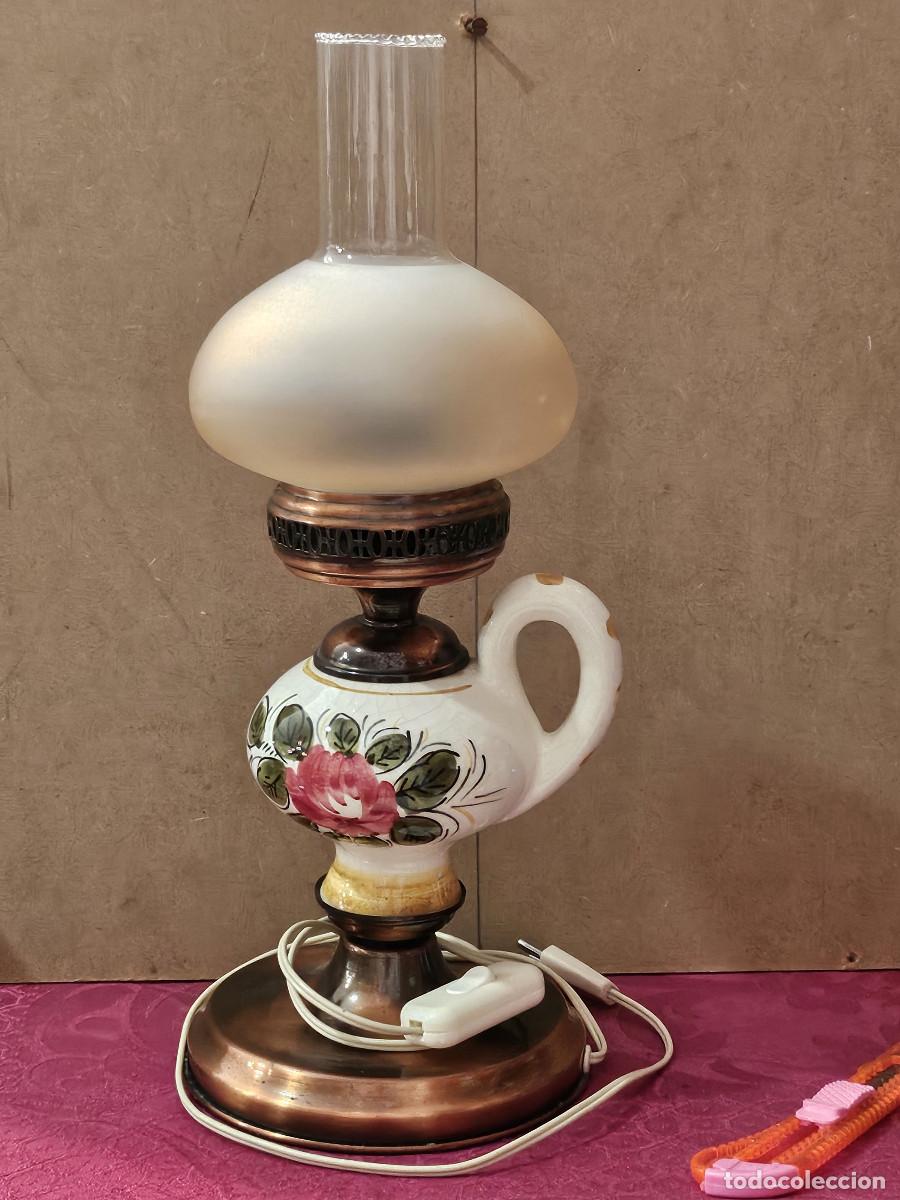 Vintage: lampara de ceramica y cristal - Foto 1