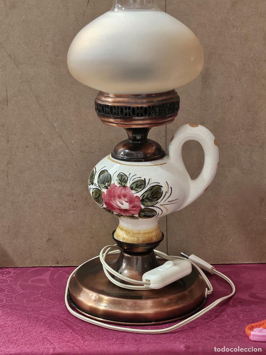Vintage: lampara de ceramica y cristal - Foto 2