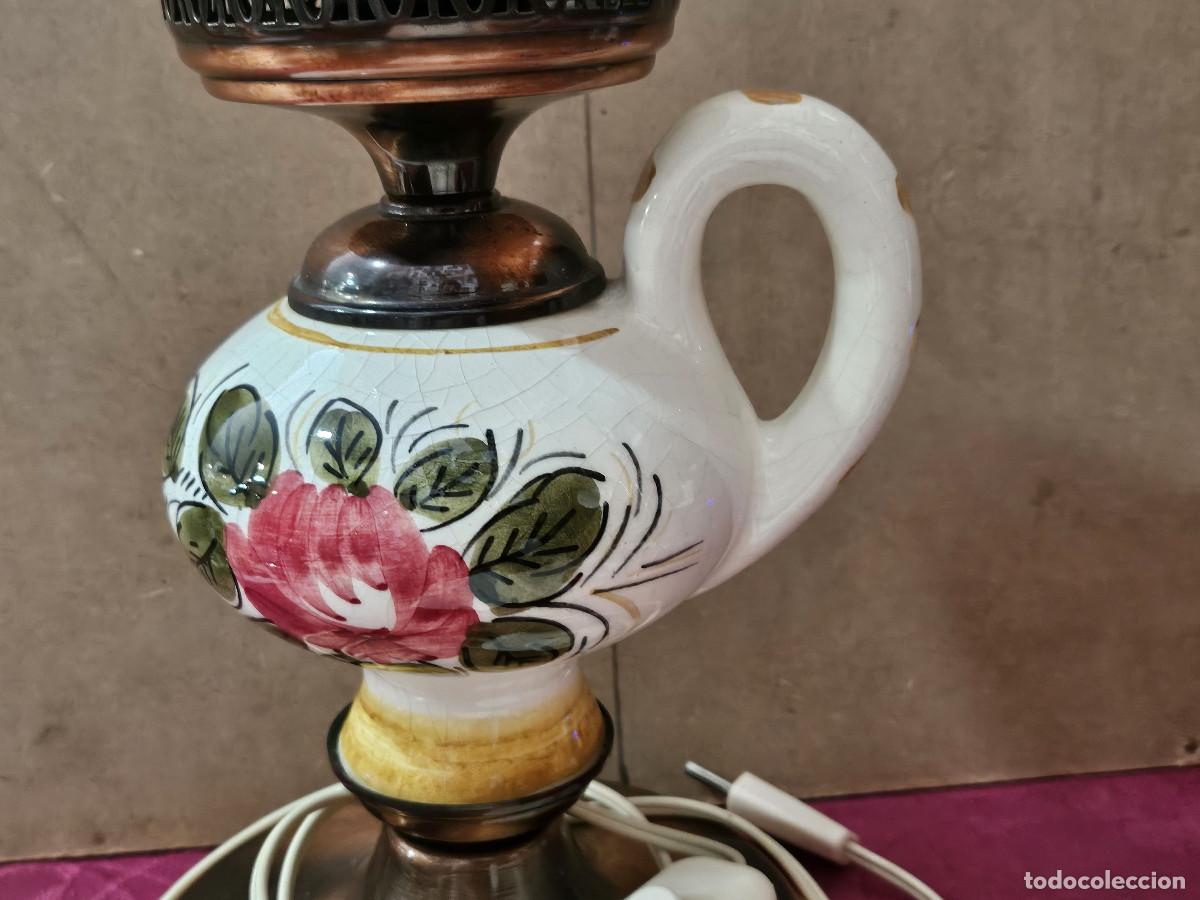 Vintage: lampara de ceramica y cristal - Foto 5