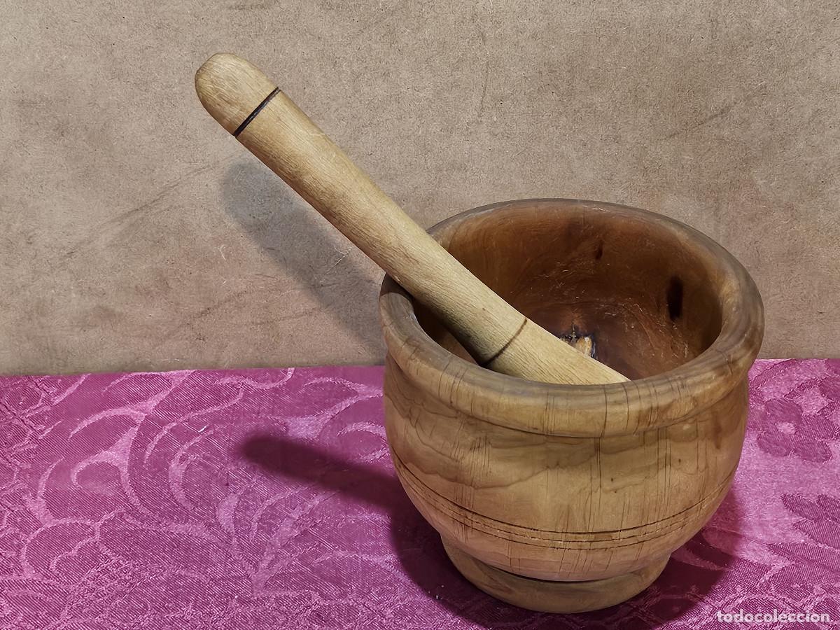 Vintage: mortero grande de madera - Foto 1
