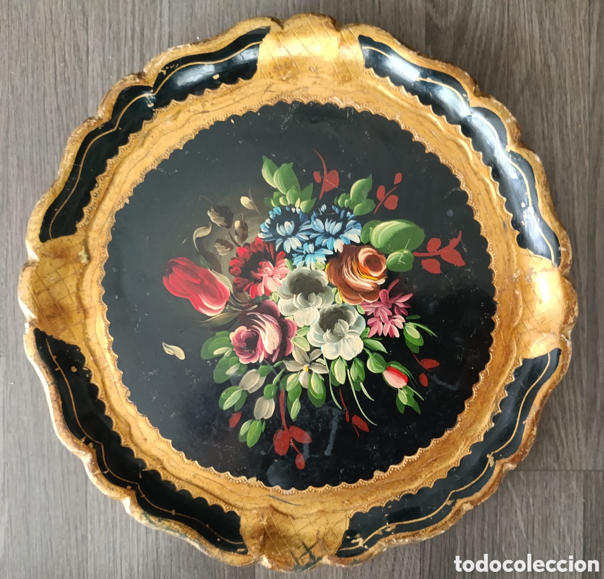 Vintage: Bandeja florentina pintada a mano - Foto 1