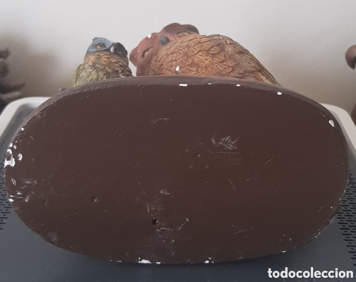 Vintage: Pareja de b&uacute;hos de escayola. - Foto 13