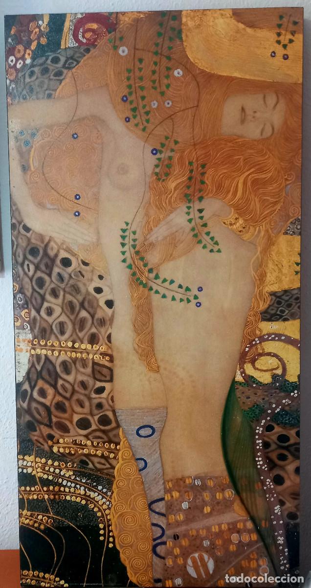 Vintage: Water Serpents I Serpientes de Agua I Gustav Klimt Pintura en madera Medidas Aprox 100 x 50 cm