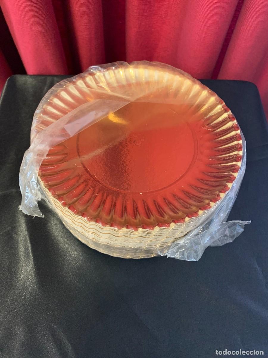 Vintage: PANADER&Iacute;A: LOTE 10 PLATOS DE CART&Oacute;N ORO PARA TARTAS 18 CM.