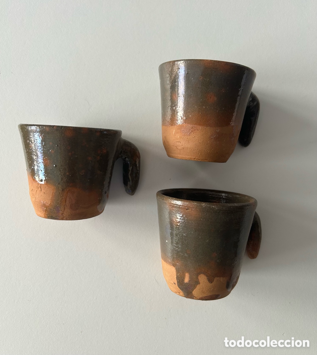 Vintage: 3 Tazas caf&eacute; de barro