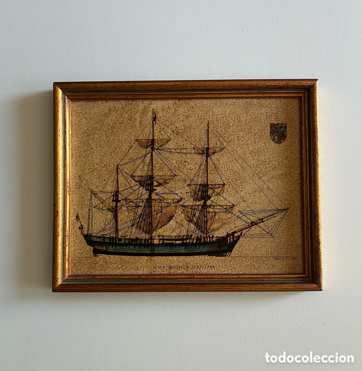 Vintage: Cuadro peque&ntilde;o de H.M.S. Bounty 1787-1789