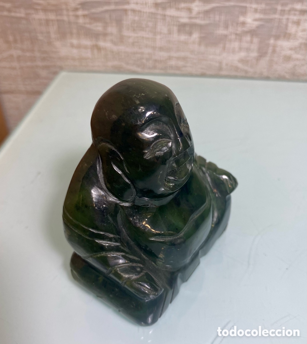 Vintage: Buda sonriente de jade. Figura - Foto 2